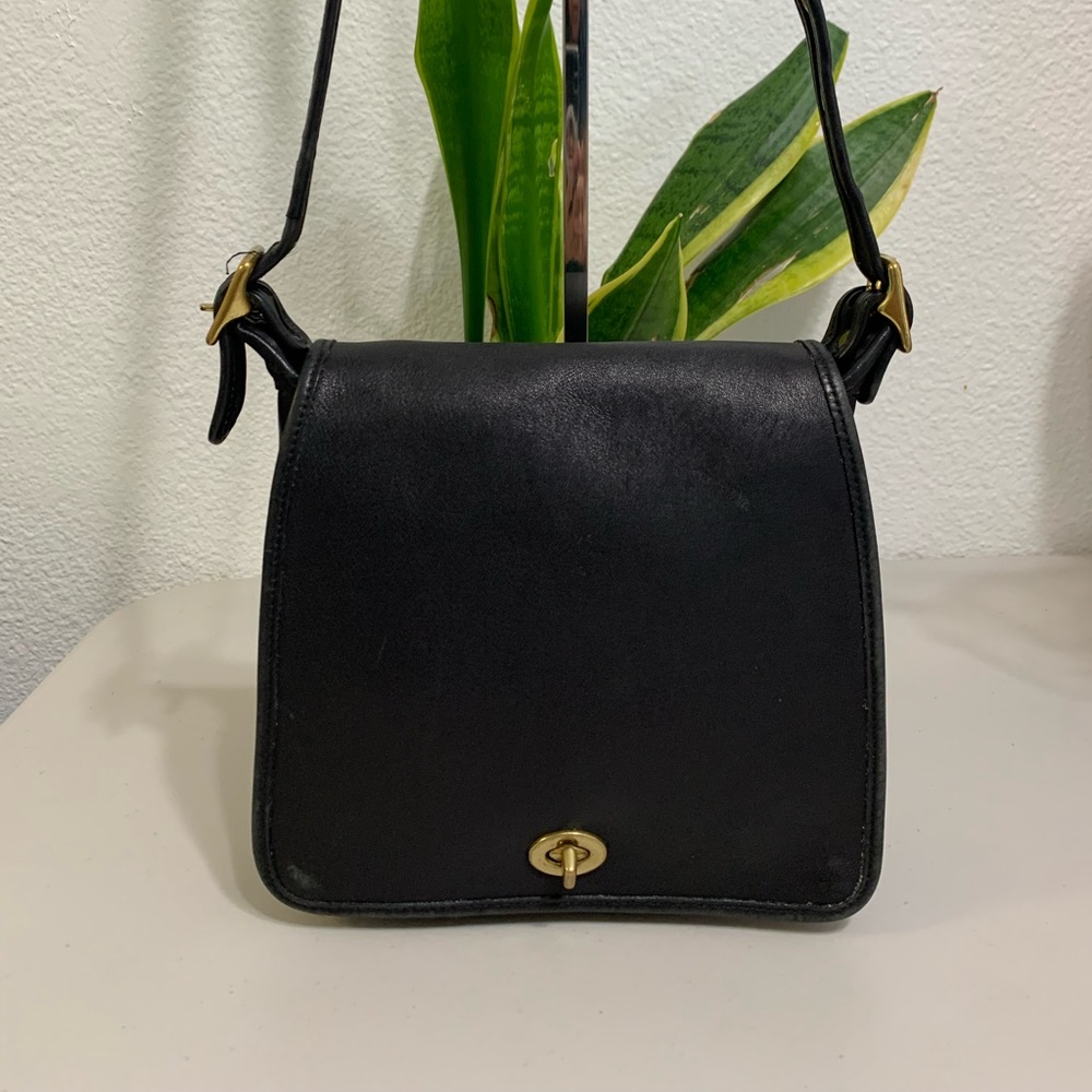 ππVintage Coach Black Leather Crossbody Satchelππ - Picture 1 of 11